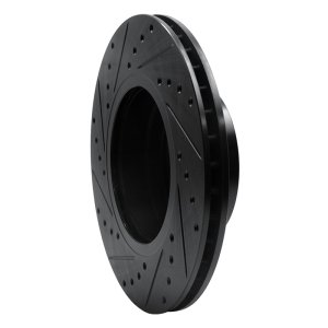 BMW 525i Brake Rotor (1) - Front Right - R1 Concepts - Drilled & Slotted - Black - `04-`10